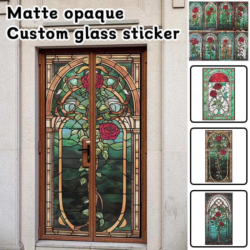 Background Film 3D - Renkli 3D gül tasarım vitray pencere
