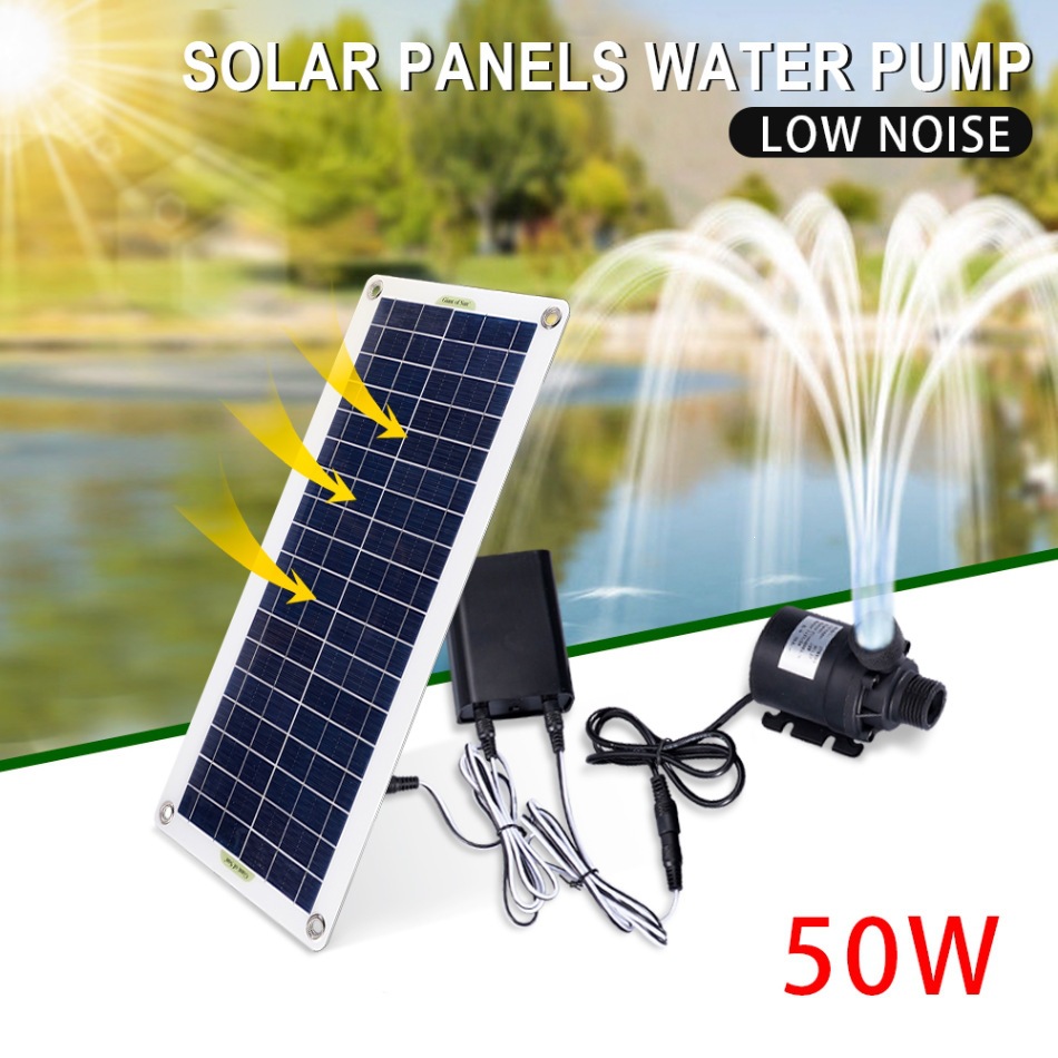 Aquarium Fish Pond - 50W Güneş Enerjili Su Pompası Seti