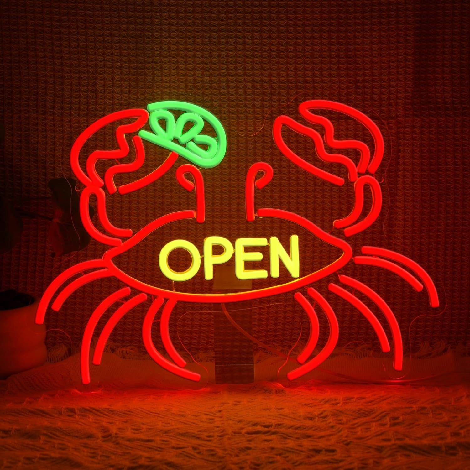 Aquarium Fish Market - Yengeç Açık Neon Tabela USB ile